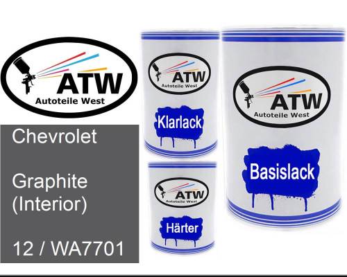 Chevrolet, Graphite (Interior), 12 / WA7701: 500ml Lackdose + 500ml Klarlack + 250ml Härter - Set, von ATW Autoteile West.